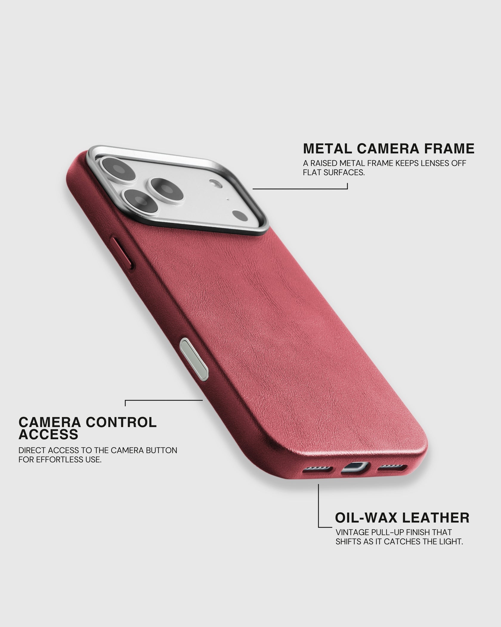 VINTAGE LEATHER PHONE CASE — WINE RED