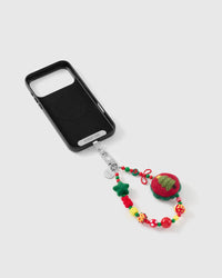 Christmas Tree phone strap by STICKYZOO on a black case, ready for everyday hands-free carry