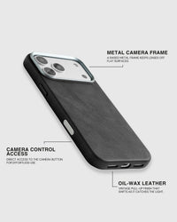 VINTAGE LEATHER PHONE CASE — BLACK