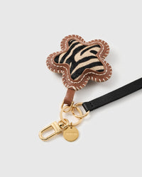 NOIR ZEBRA BLOOM LEATHER PHONE STRAP