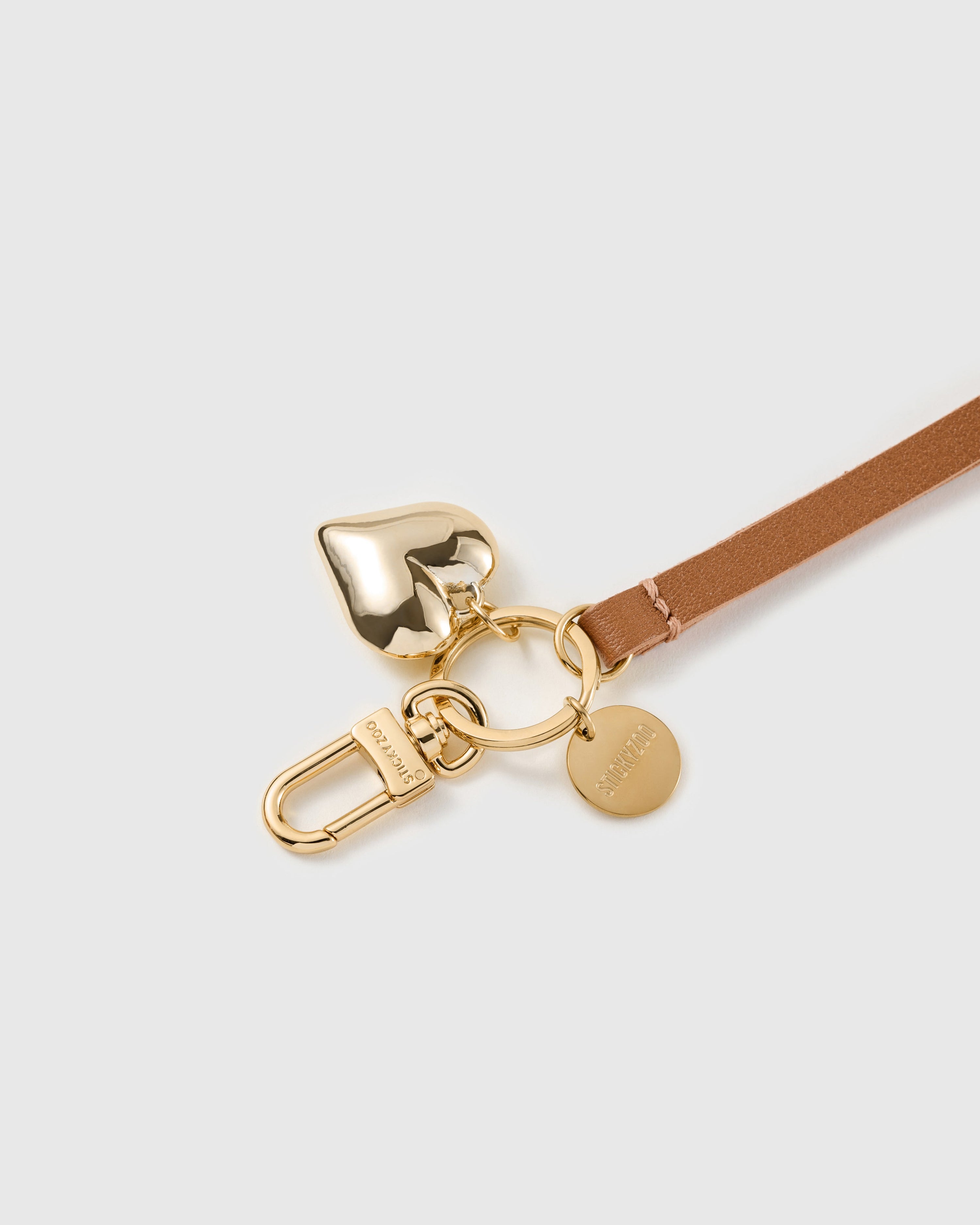 GOLDEN HEART LEATHER PHONE STRAP