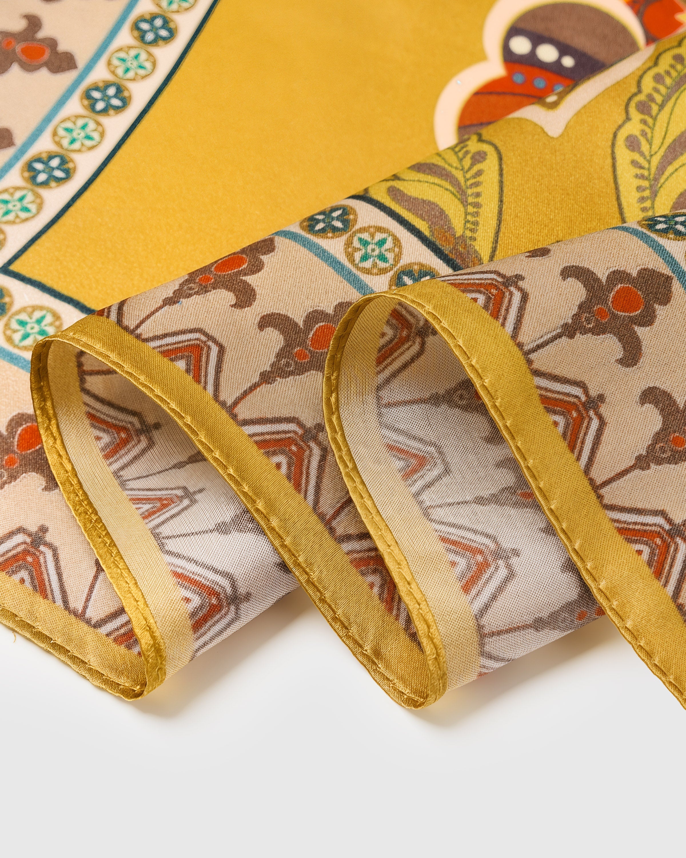 SAFFRON MEDALLION NA SILK SCARF