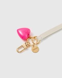 IVORY PUFF HEART LEATHER PHONE STRAP