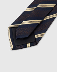 NAVY BROCADE STRIPE NA KWINTAS
