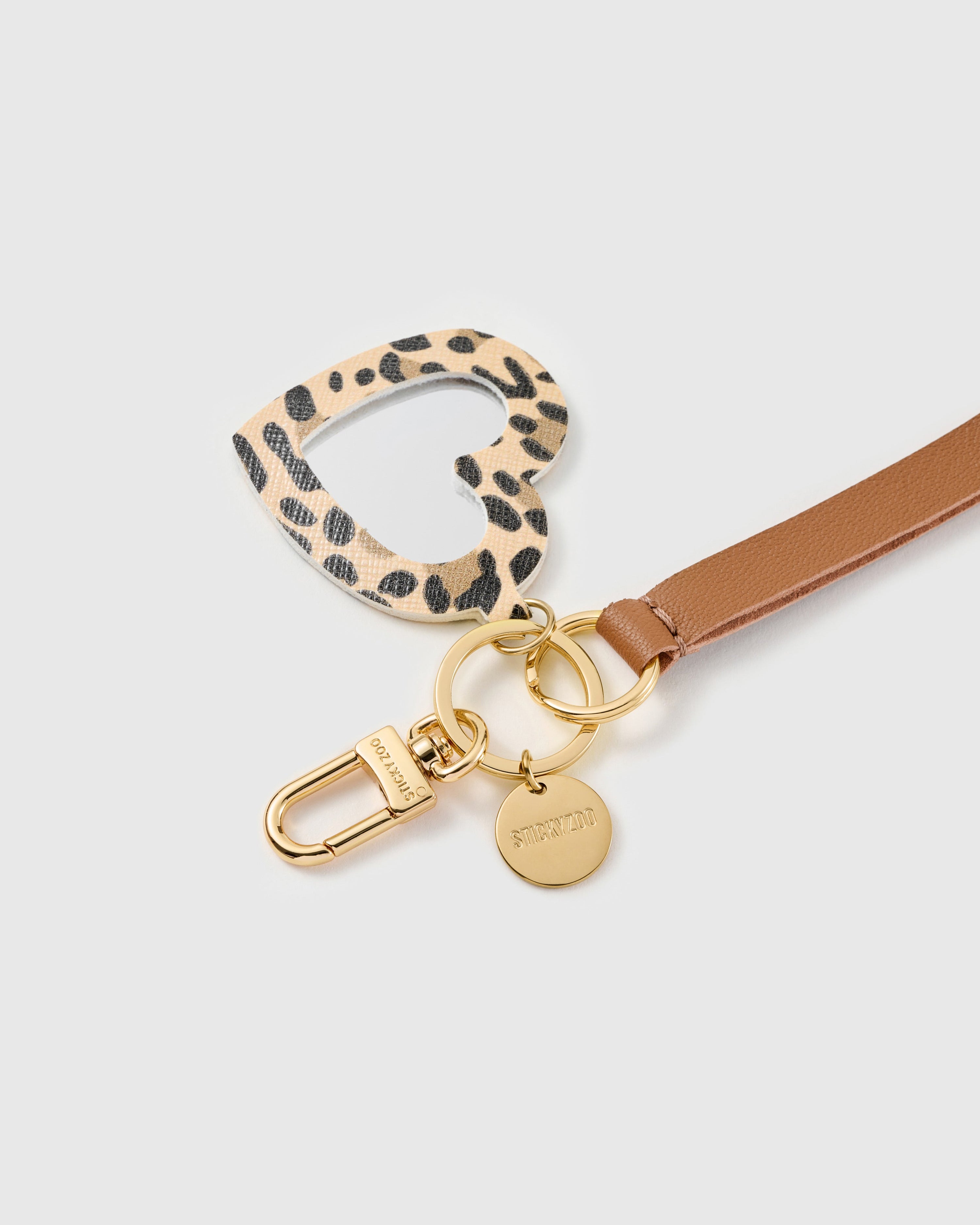 LEOPARD HEART NA SALAMIN NA LEATHER NA STRAP PARA SA TELEPONO