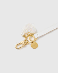 PEARL HEART LEATHER PHONE STRAP