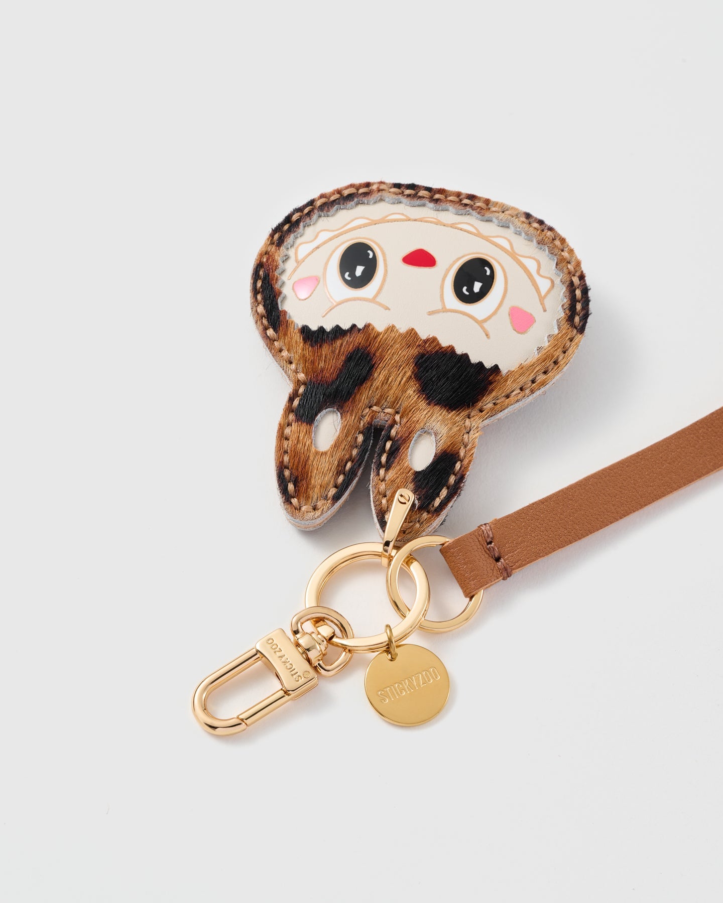 COGNAC LEOPARD NA CRITTER SA LEATHER PHONE STRAP