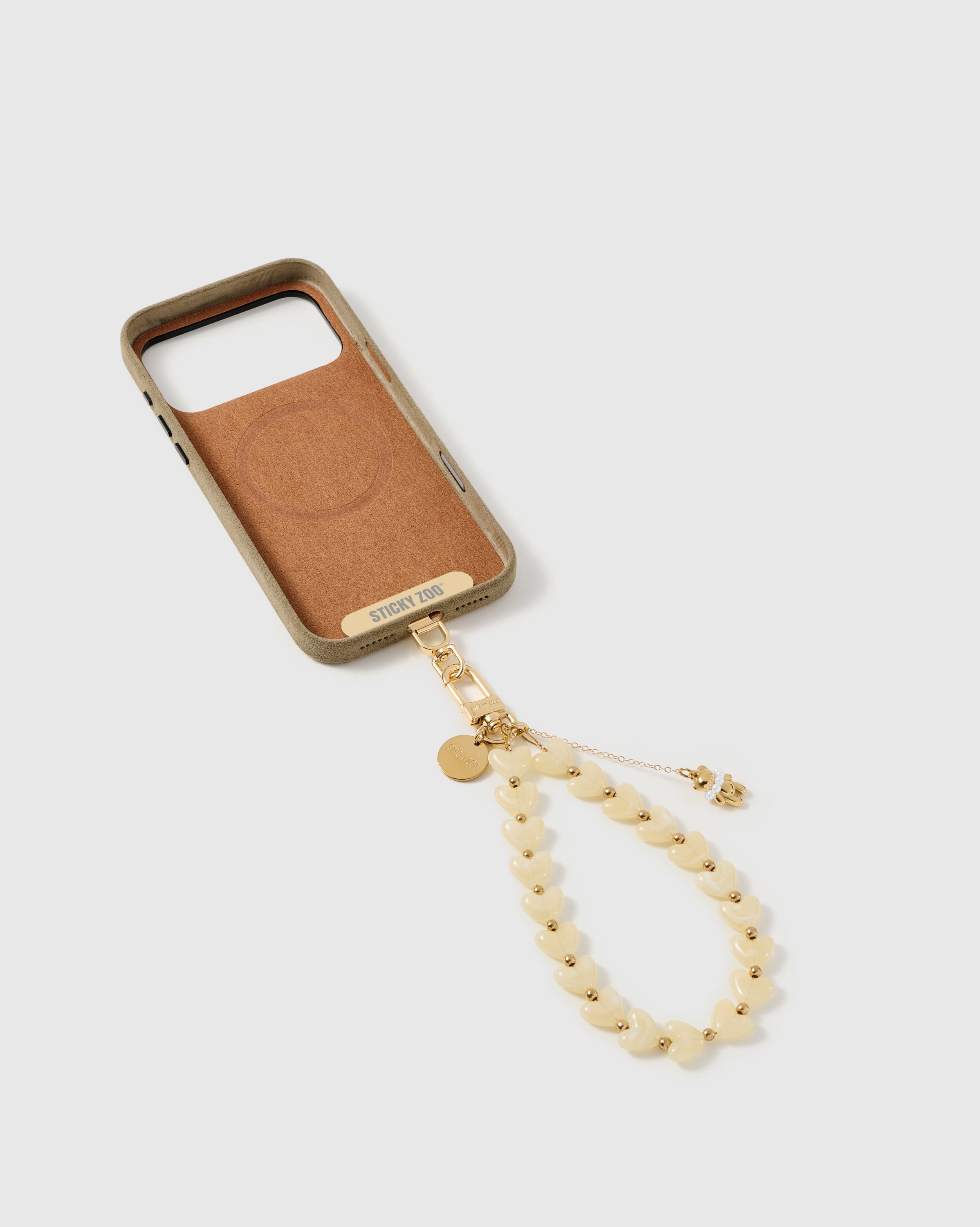 IVORY TEDDY HEART STRAP NG TELEPONO  