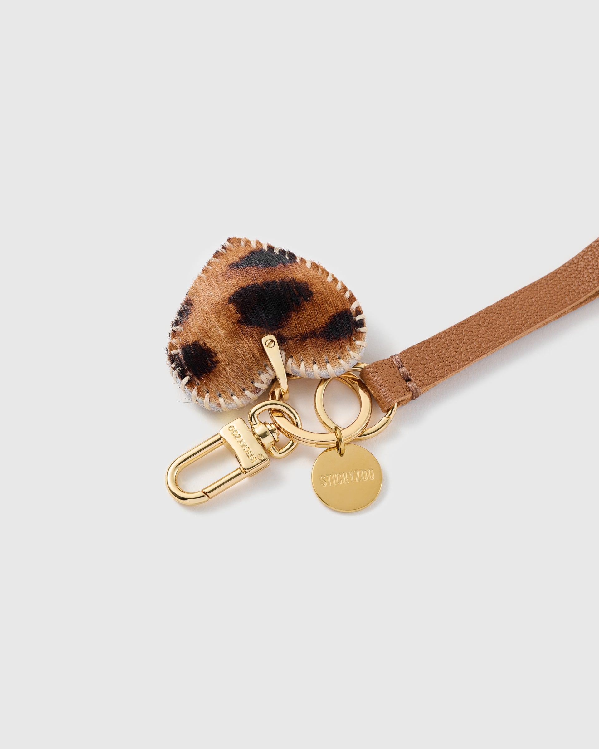 COGNAC LEOPARD NA PUSO SA LEATHER PHONE STRAP