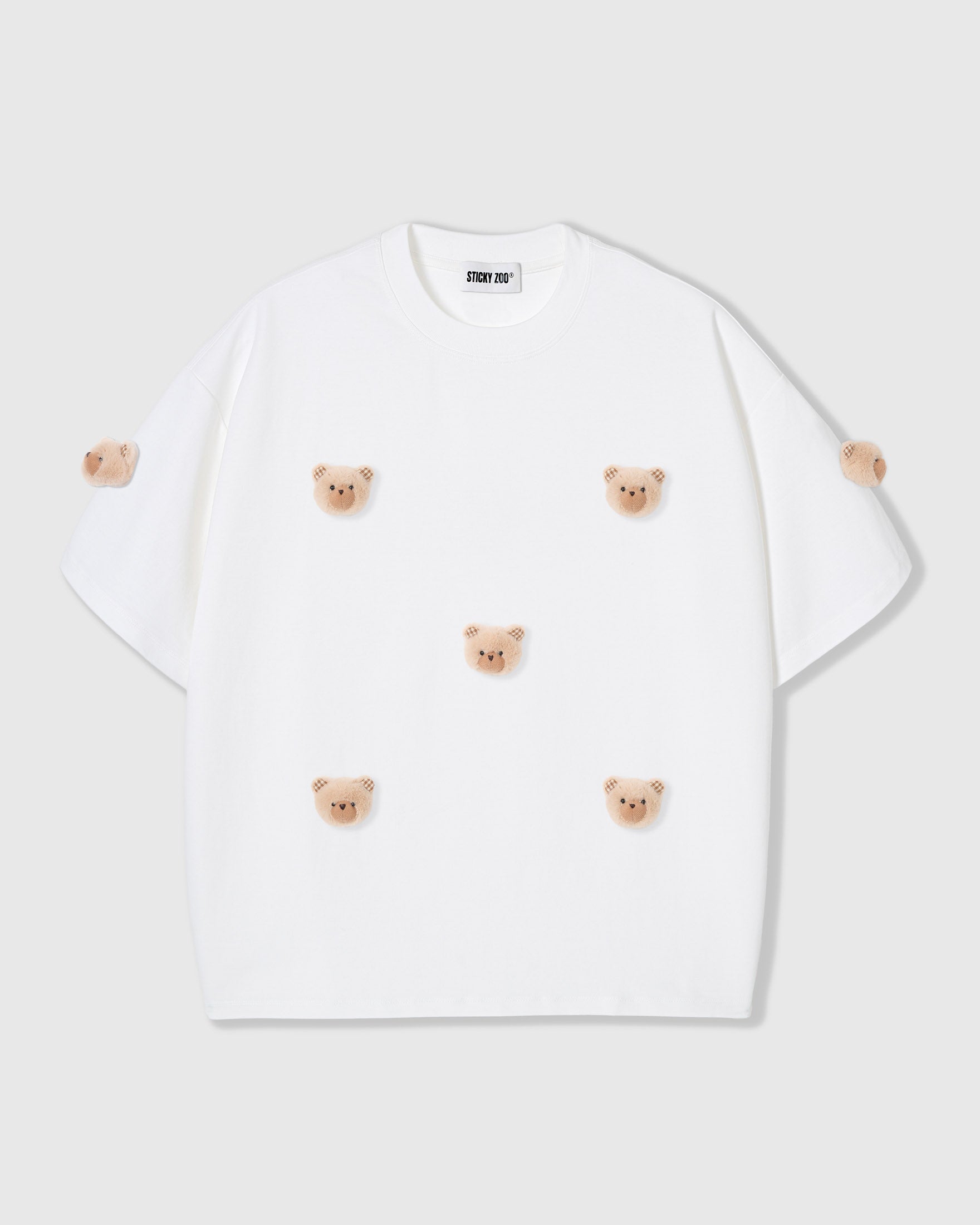 KHAKI TEDDY CHECK-EAR NA PALAMUT NA T-SHIRT