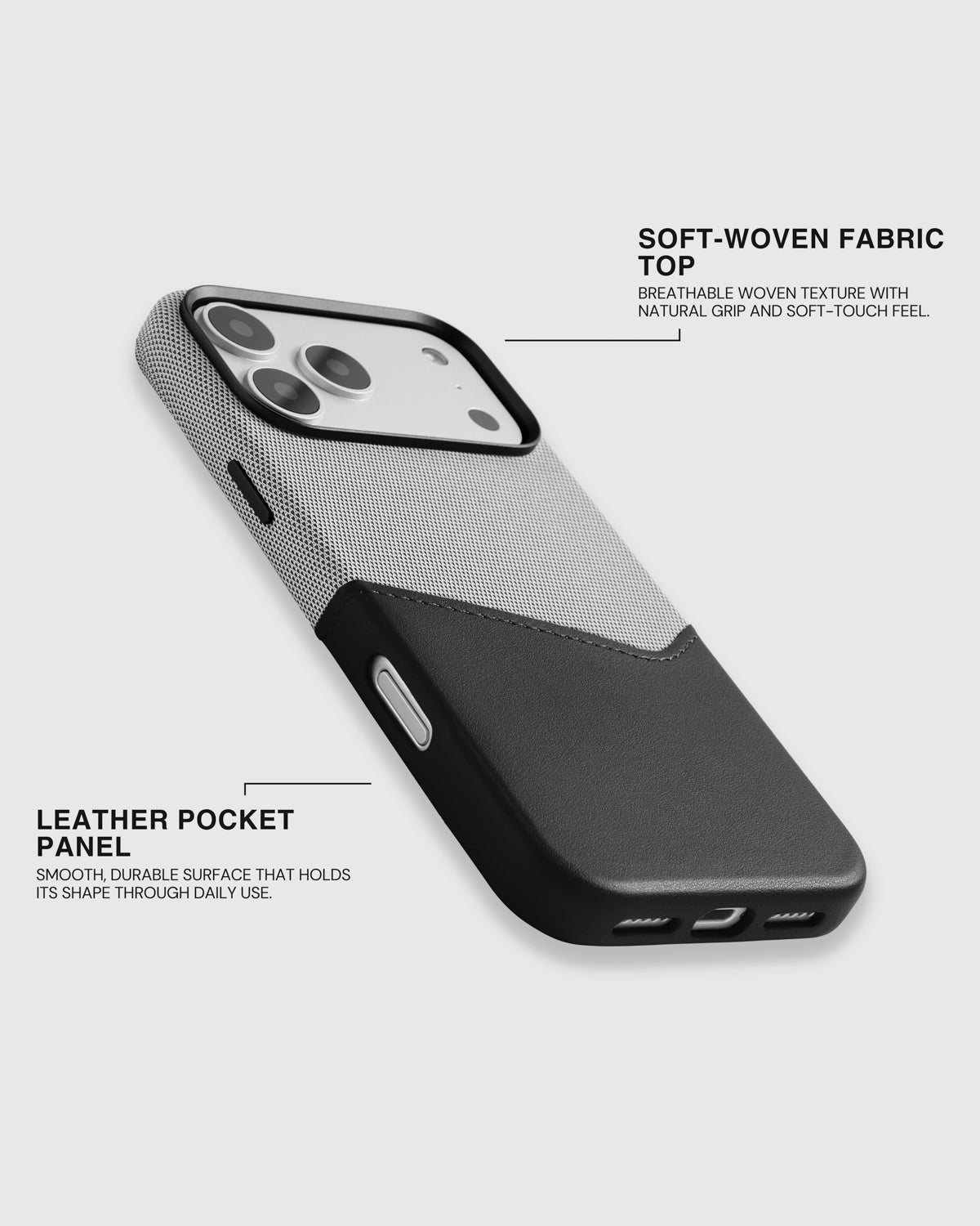 WALLET NA CASE PARA SA TELEPONO — GREY BLACK