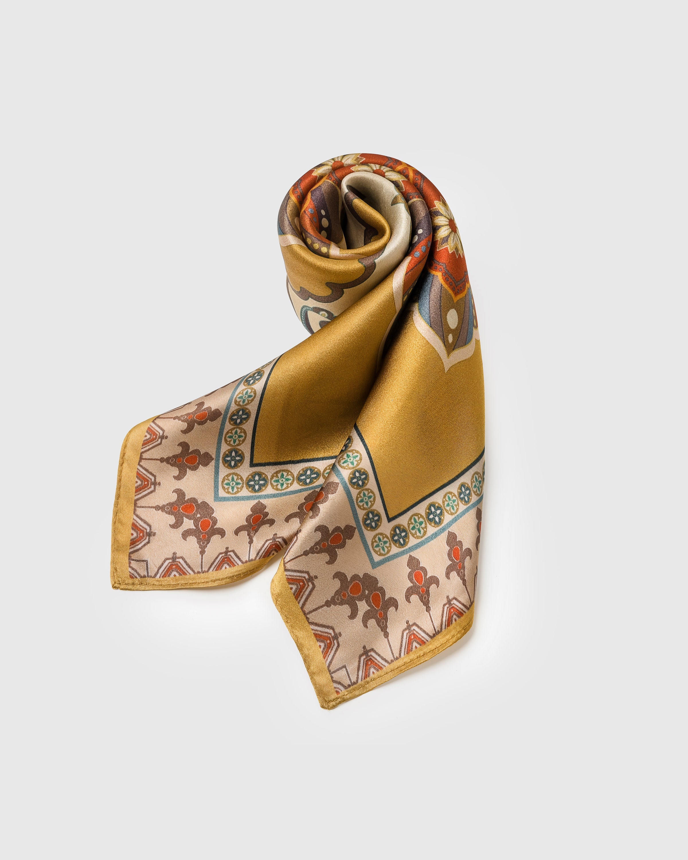 SAFFRON MEDALLION NA SILK SCARF