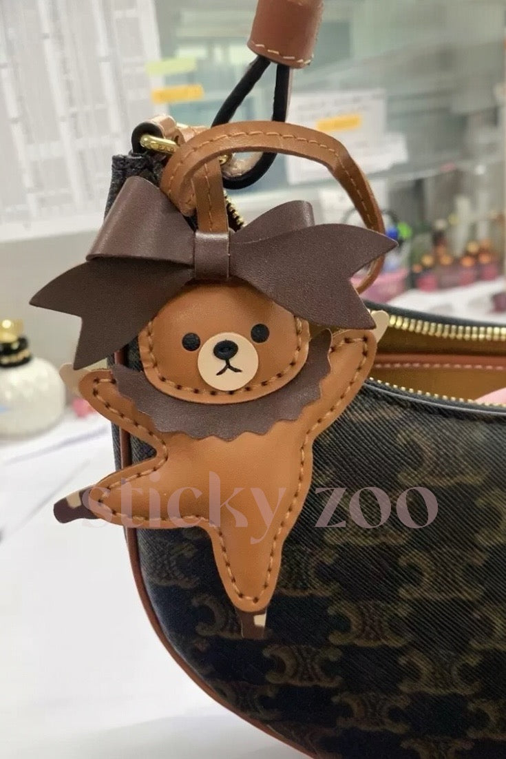 BALLET BEAR CHARM — French Alran leather from Tarn, France, founded 1903, Entreprise du Patrimoine Vivant.