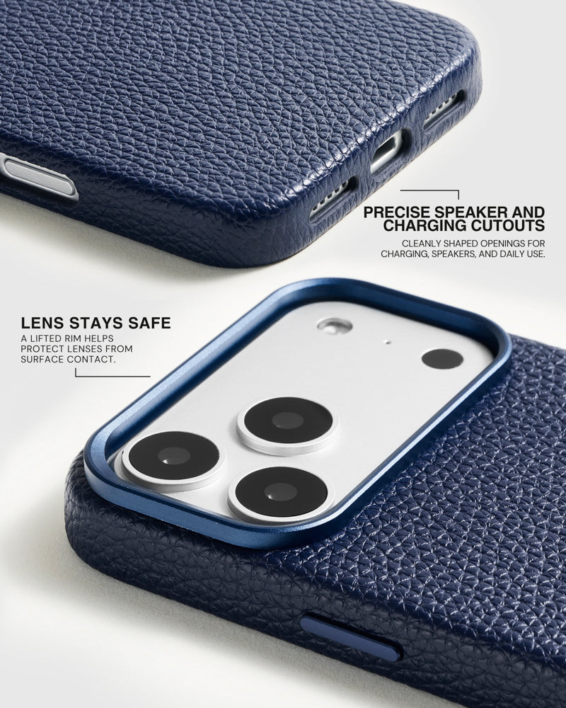 TEXTURED LEATHER CASE — BLUE