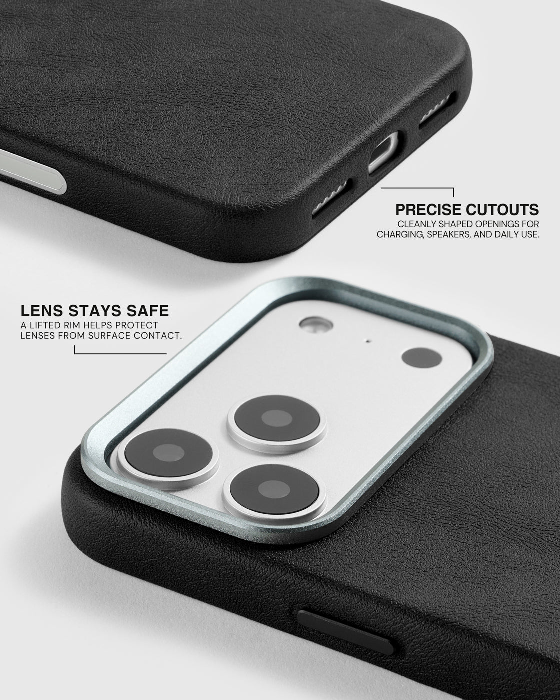 VINTAGE LEATHER PHONE CASE — BLACK