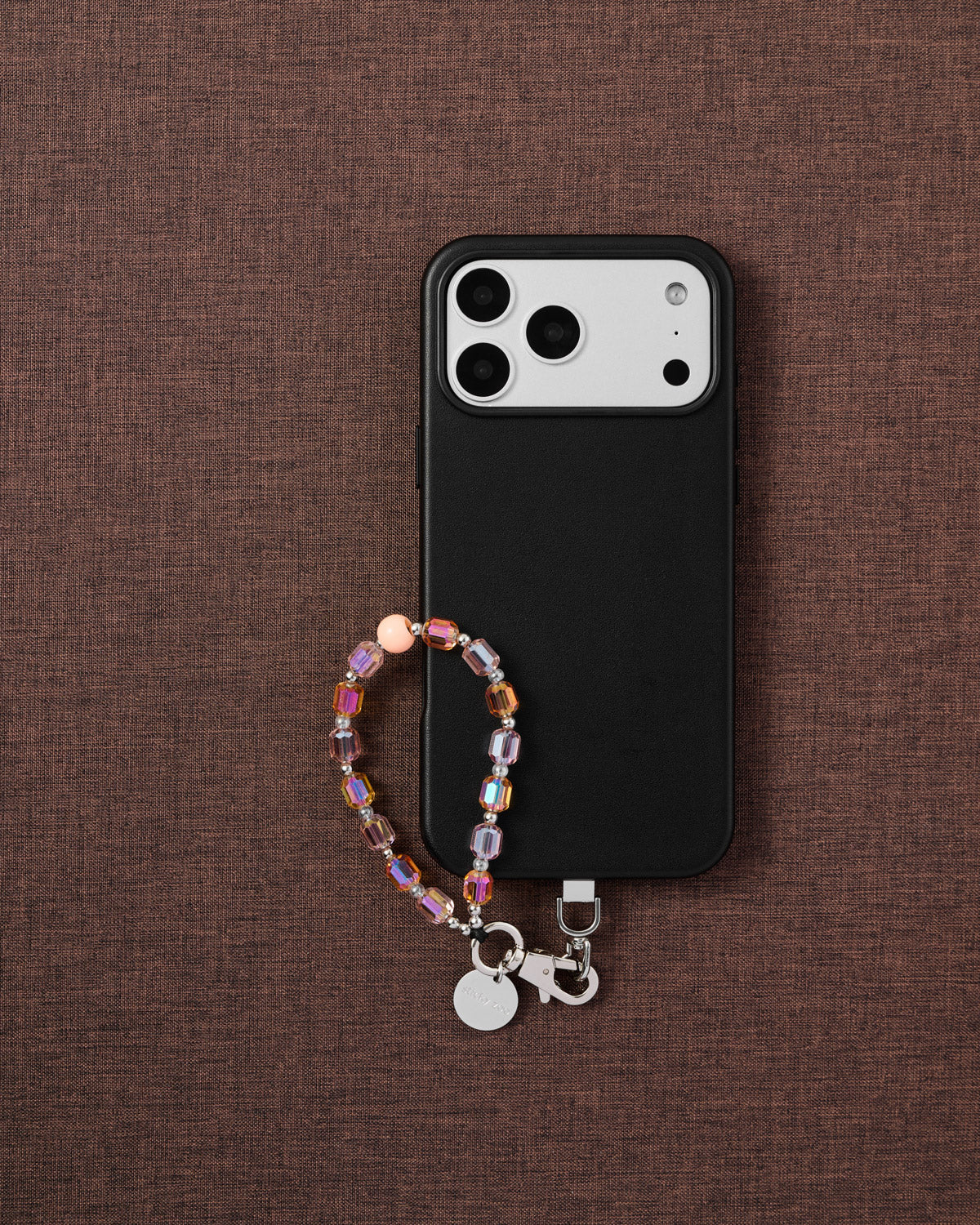 PEACH CRYSTAL PHONE STRAP