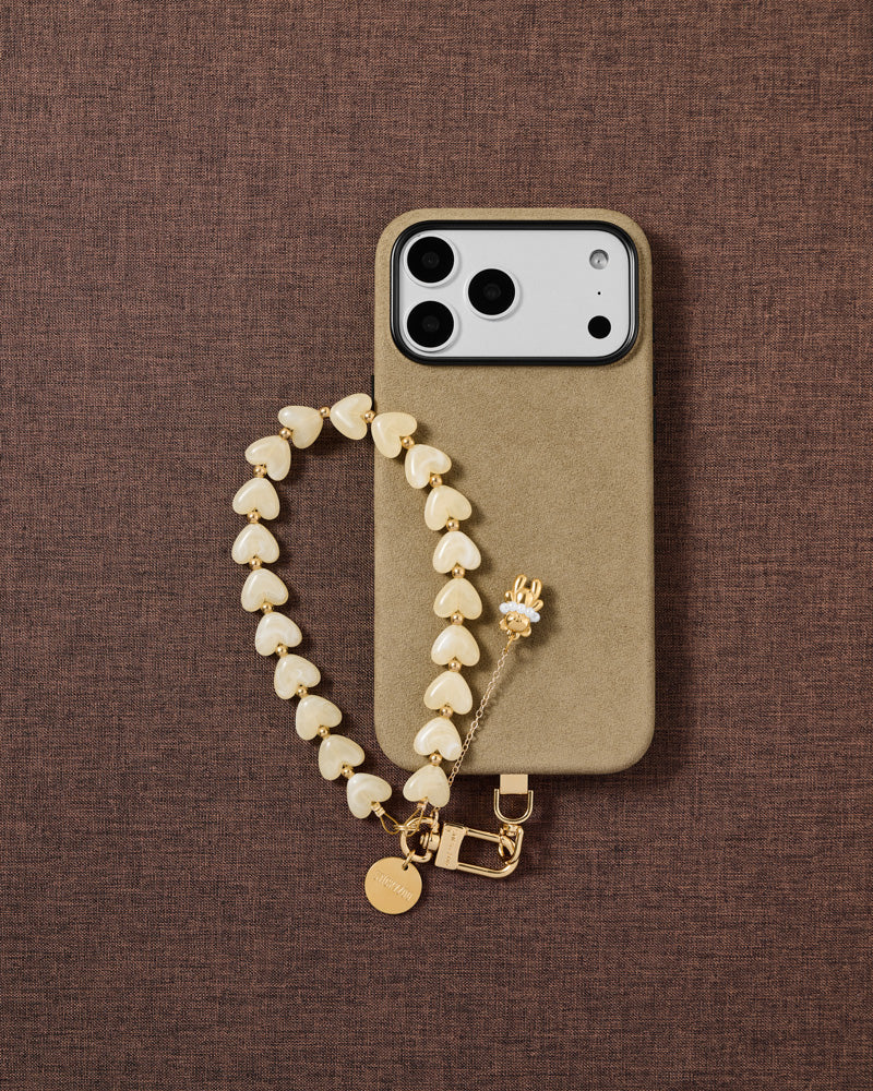 IVORY TEDDY HEART STRAP NG TELEPONO  