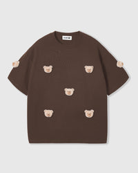 KHAKI TEDDY CHECK-EAR NA PALAMUT NA T-SHIRT