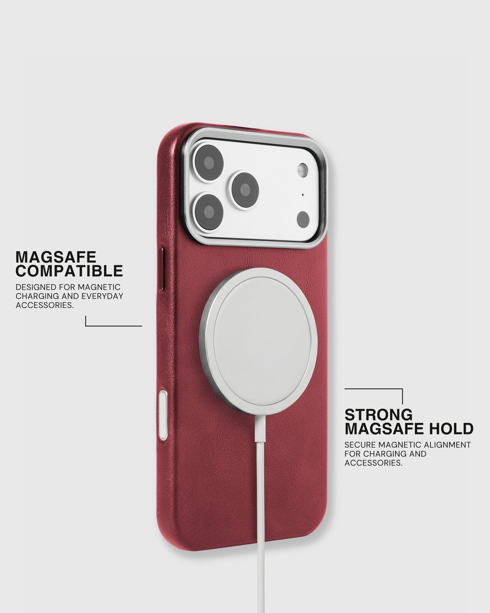 VINTAGE LEATHER PHONE CASE — WINE RED