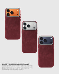 VINTAGE LEATHER PHONE CASE — WINE RED