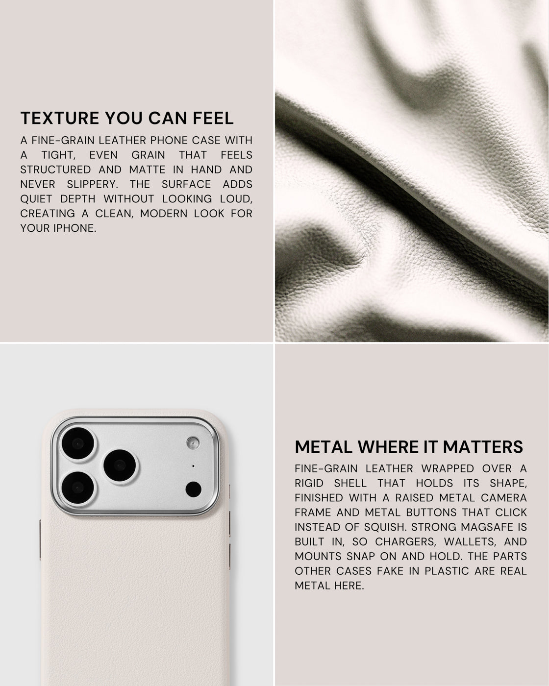 BEZEL LEATHER PHONE CASE — PUTI