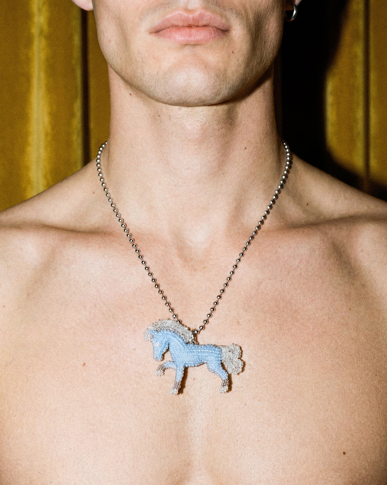BLUE HORSE BEAD NECKLACE