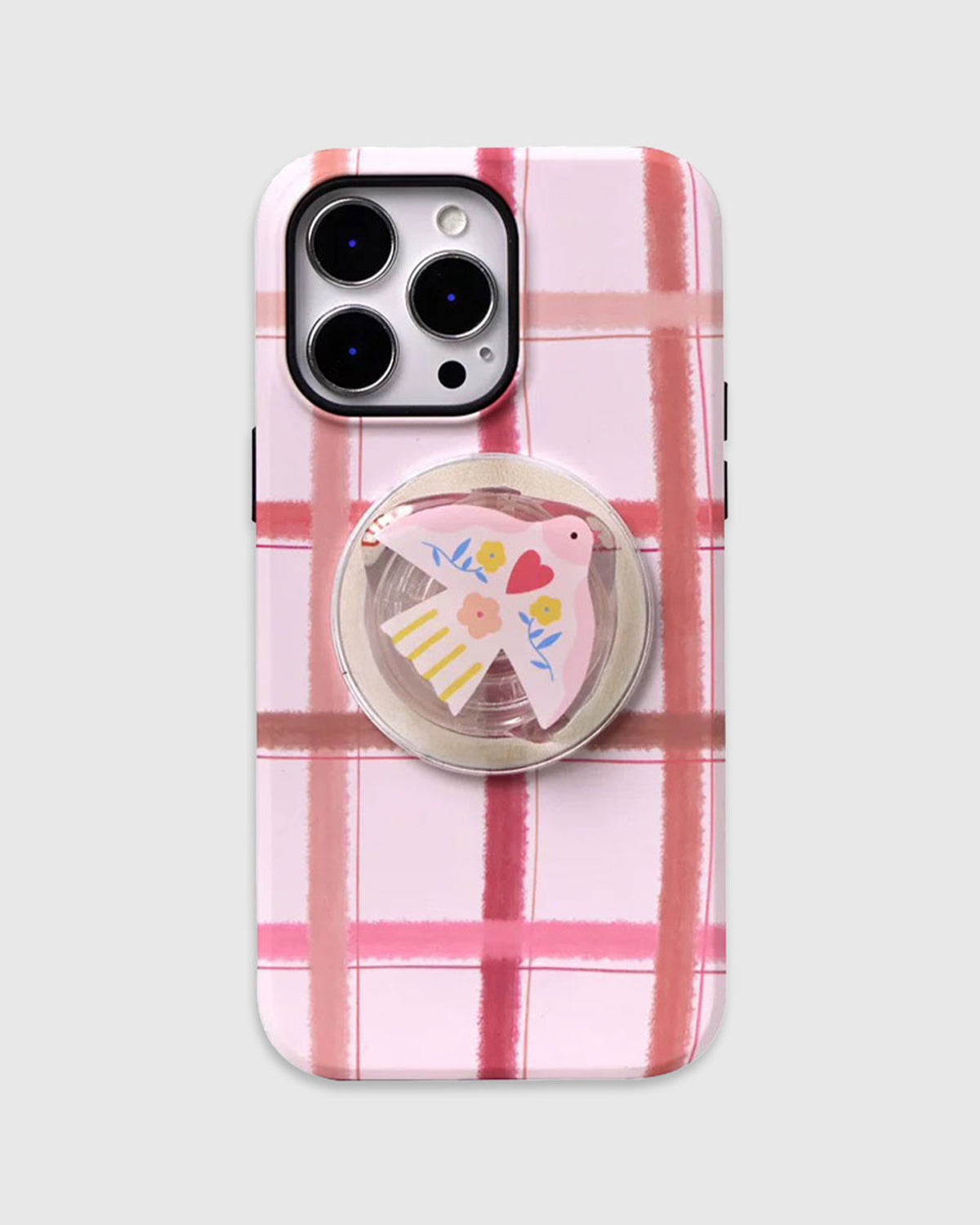 Pink Plaid Bird Na Case Ng Telepono