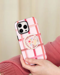 Pink Plaid Bird Na Case Ng Telepono