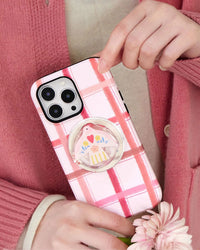 Pink Plaid Bird Na Case Ng Telepono