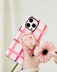Pink Plaid Bird Na Case Ng Telepono