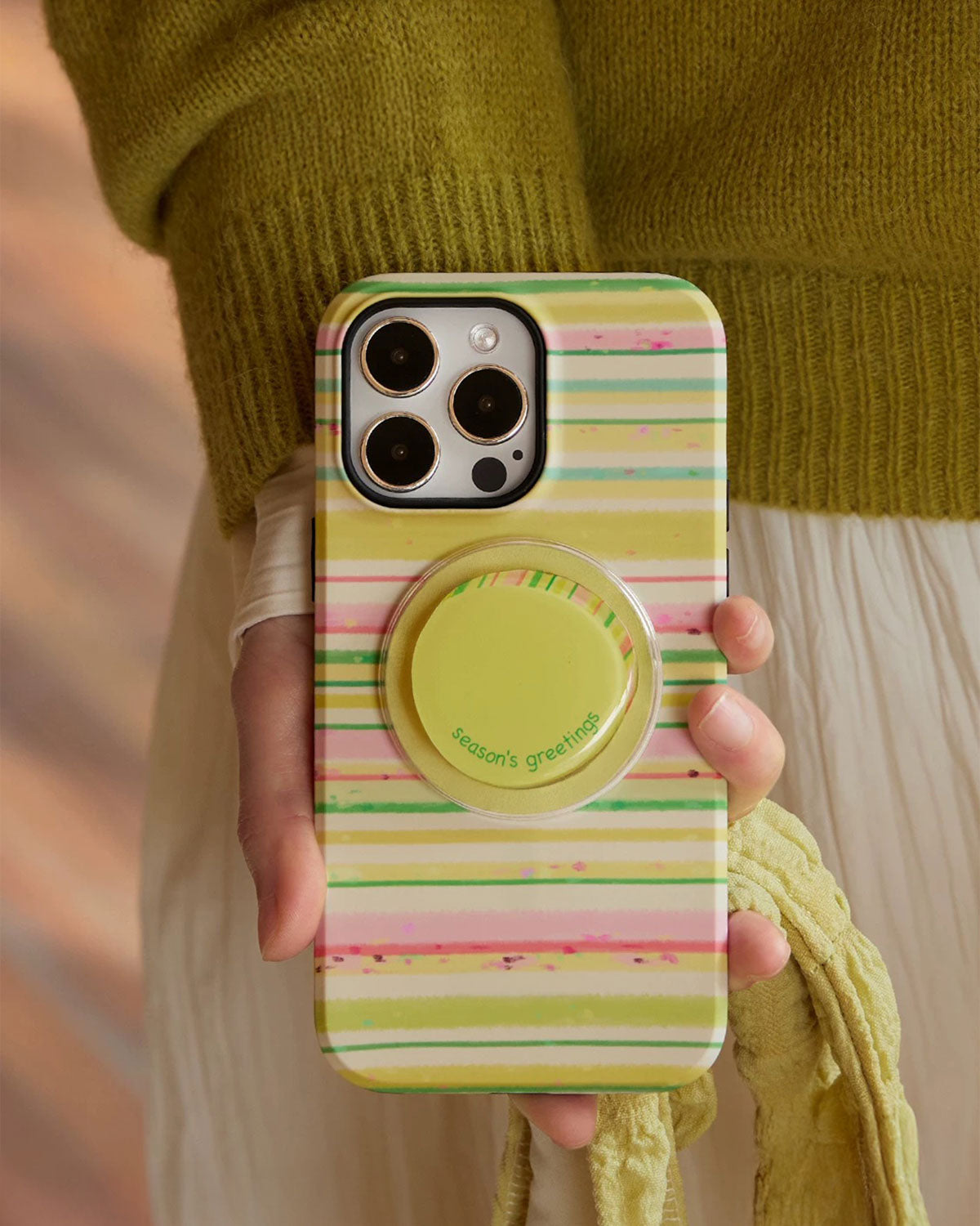 Pastel Stripe Season’s Greetings Na Case Ng Telepono