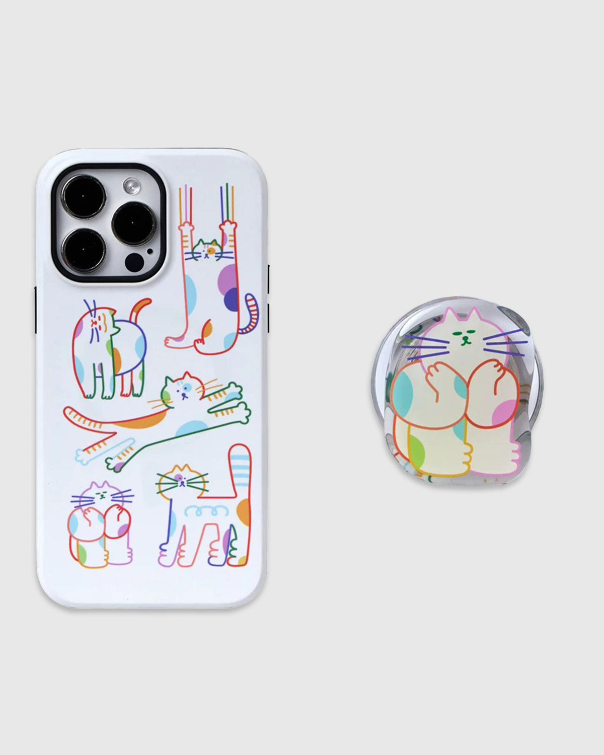 Colorful Cat Doodles Na Case Ng Telepono