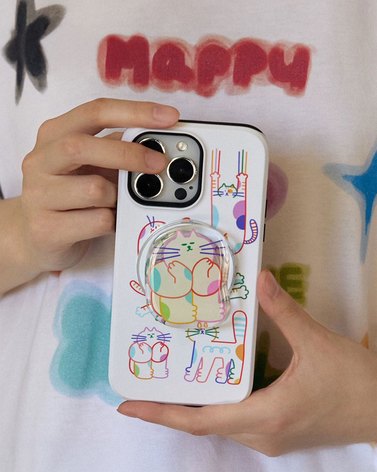 Colorful Cat Doodles Na Case Ng Telepono