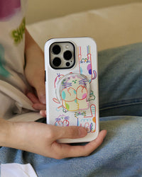 Colorful Cat Doodles Na Case Ng Telepono