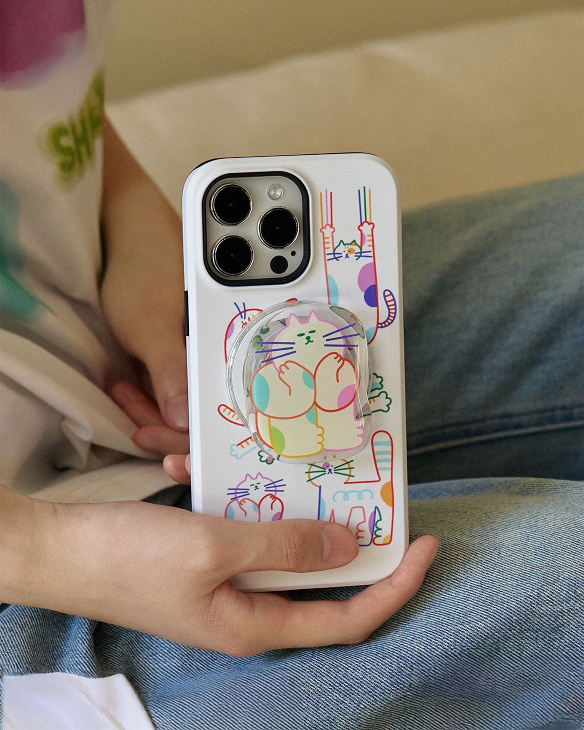 Colorful Cat Doodles Na Case Ng Telepono