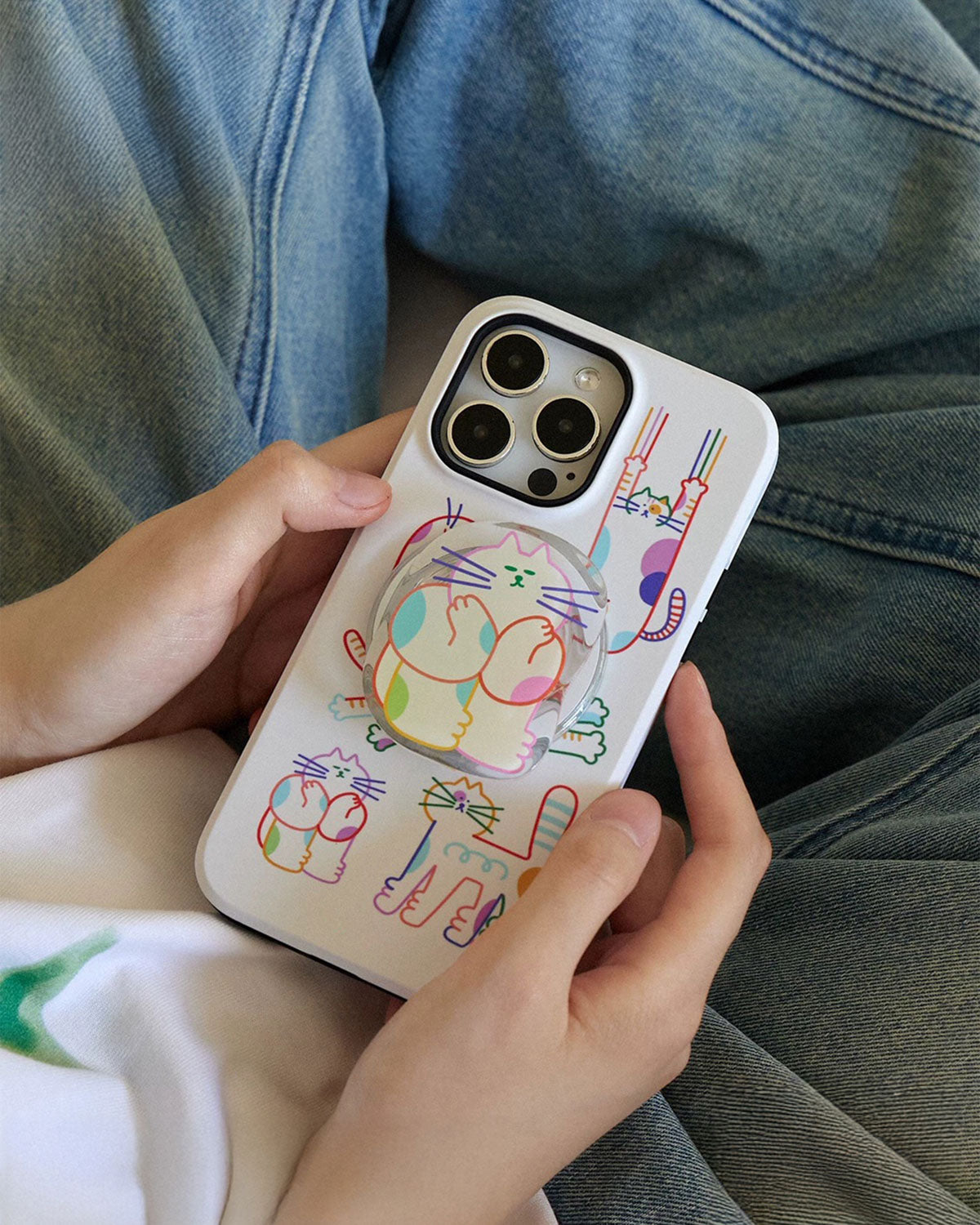 Colorful Cat Doodles Na Case Ng Telepono