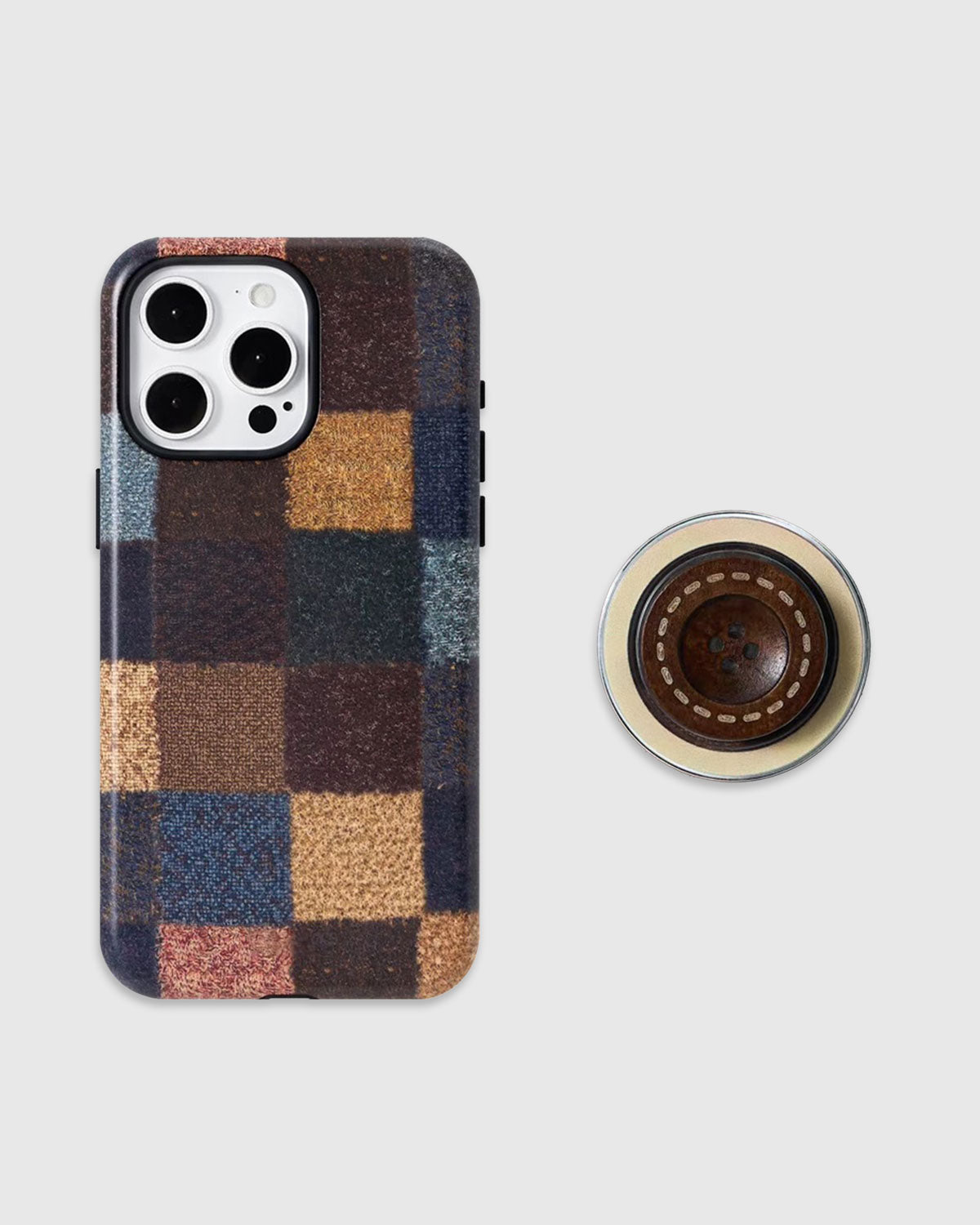 PATCHWORK BUTTON NA CASE NG TELEPONO